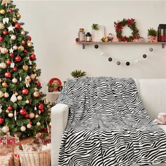 Oversized Flannel Fleece Velvet Blanket Throw Size(50x70 inch) - Zebra Pattern - Picture 3 of 6